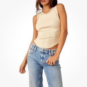 We the Free beige Ribbed Top